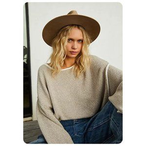 Free People Bardot Sand Dollar Oversized Sweater sz xs